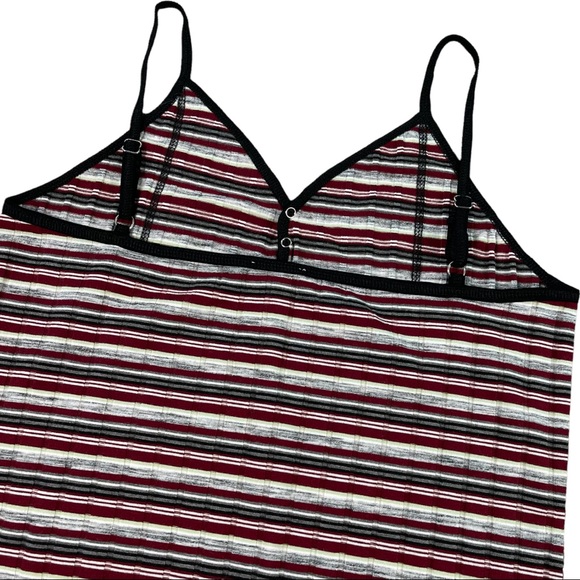 POL size large black, grey, red, cream, & white striped bodysuit, snap bottom - Picture 7 of 16